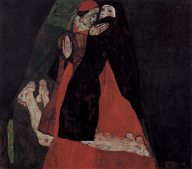 Egon Schiele Kardinal und Nonne oder Die Liebkosung